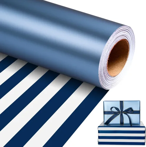 Vista 9 de Homeral Rollo de papel de regalo Jumbo de 30 pulgadas x 32.8 pies, color azul rey metálico para Navidad, cumpleaños, vacaciones, boda, baby shower