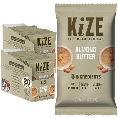 Vista 13 de KiZE Energy Bars - Barras energéticas de reemplazo de comidas con alto contenido de proteínas, a base de mantequilla de almendras, sin gluten, sin