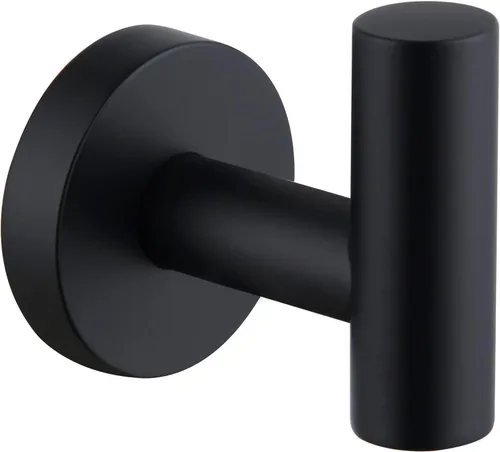 Vista 14 de Gancho de toalla Angle Simple Negro y Oro, Soporte de toalla de baño de acero inoxidable, Gancho redondo para ropa de bata de montaje en pared Negro