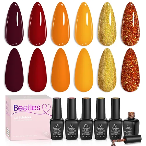 Vista 23 de Beetles - Juego de esmaltes de gel blanco y negro, 6 colores plateados, ojo de gato, purpurina brillante con imán, arte de uñas UV LED, hogar, salón