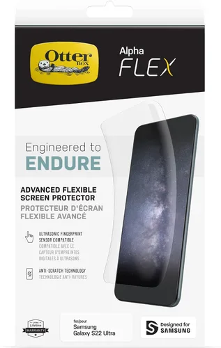 Vista 4 de OtterBox Protector de pantalla Alpha Flex para Galaxy S22 Ultra - Transparente (GEN 2)