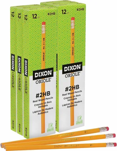 Vista 8 de Dixon Oriole (12872) caja de 12 lápices blandos número 2 de madera, núcleo negro, color amarillo., Amarillo