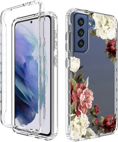 Vista 6 de Funda para Samsung Galaxy S21 Plus 5G, Samsung S21+ SM-G996U con protector de pantalla de vidrio templado, funda protectora de cuerpo completo