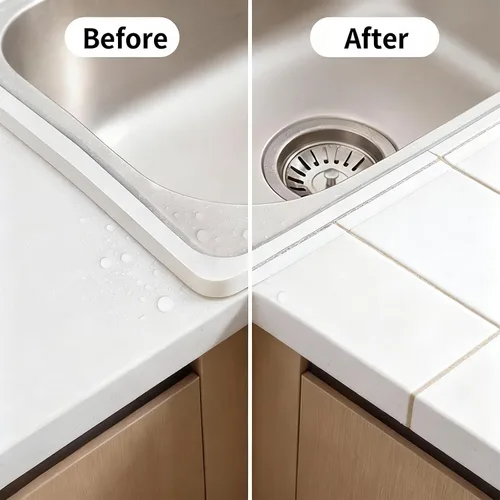Vista 6 de Cinta adhesiva para embellecer huecos (6 M/20 pies), cinta adhesiva impermeable para calafateo para baño, cocina, inodoro, bordes de pared (negro)