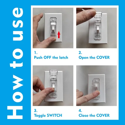 Vista 5 de 2 Cubiertas protectoras para interruptor de luz, cubierta protectora de interruptor de pared a prueba de bebés para interruptor de luz de palanca