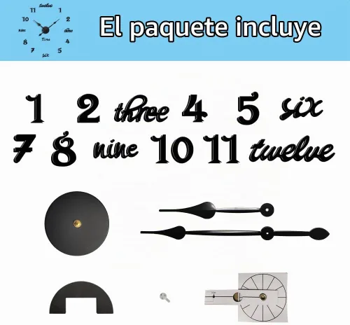Vista 7 de Moderno reloj de pared grande sin marco, funciona con pilas, espejo 3D, relojes de pared decorativos para decoración de sala de estar (negro)