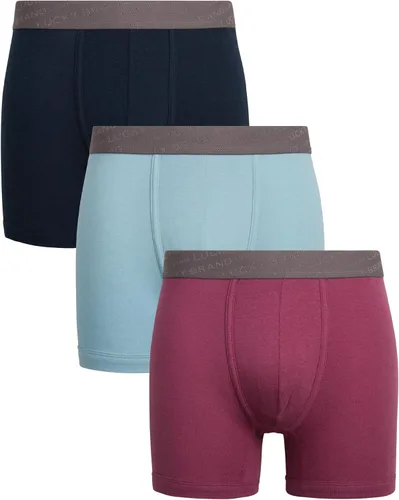 Vista 11 de Lucky Brand Mens Boxer Briefs - 3 Pack Cotton Underwear For Men, 5" Inseam Aleación/Super Sonic/Azul Azure