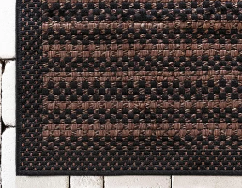 Vista 8 de Unique Loom - Tapete para exteriores de la colección Border, cuadriculado (2.2 pies x 3.1 pies, rectangular, color marrón/negro)