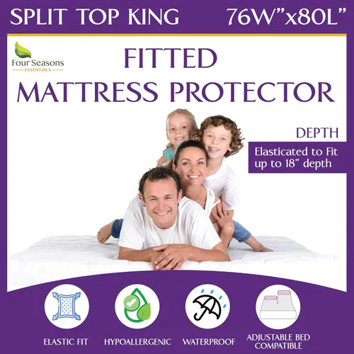Vista 34 de Protector de colchón acolchado de tamaño individual, protector de colchón impermeable ajustable, cubrecolchón con parte superior acolchada, funda