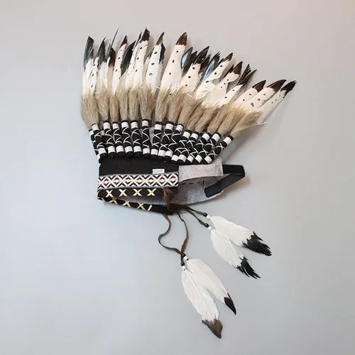 Vista 6 de Yiju Chief Indian Hat - Disfraz de tocado de plumas para disfraz de Halloween