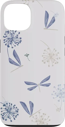 Vista 7 de Bonita funda para iPhone 17 con diseño de libélula de diente de león azul lavanda beige