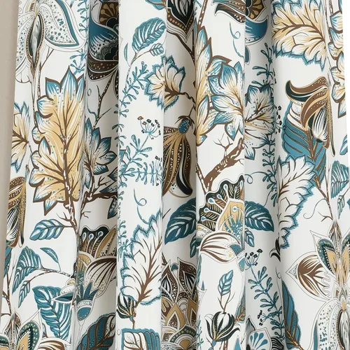 Vista 15 de Lush Decor, Blue Cynthia - Juego de cortinas de oscurecimiento jacobeas para sala, comedor, dormitorio, 108 pulgadas de largo, par de paneles Azul
