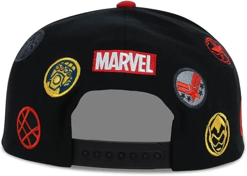 Vista 4 de Marvel Avengers - Gorra plana ajustable para adultos, NegroRojo Underbill