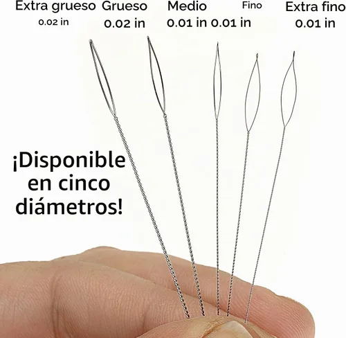 Vista 2 de The Beadsmith Basic Elements - Agujas plegables de 2.5 pulgadas de largo, alambre trenzado flexible, ojo grande, fácil de enhebrar, 4 agujas medianas