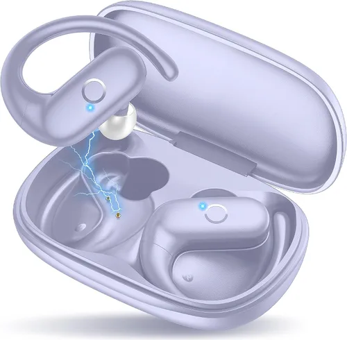 Vista 10 de MOZOTER Auriculares inalámbricos Bluetooth 5.3 deportivos, auriculares con sonido de graves profundos, 60 horas de reproducción, ajuste cómodo