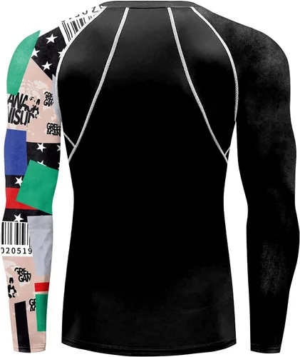 Vista 3 de Camiseta de protección solar UPF 50+ para hombre, manga larga, BJJ Jiu Jitsu, fitness, correr, pesca, natación