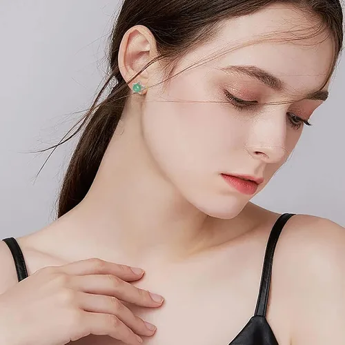 Vista 79 de Jade Earrings Studs,Green Jade Earrings for Women,925 Sterling Silver Earrings Studs for Sensitive Ears,Handmade Jade Earrings for Birthday