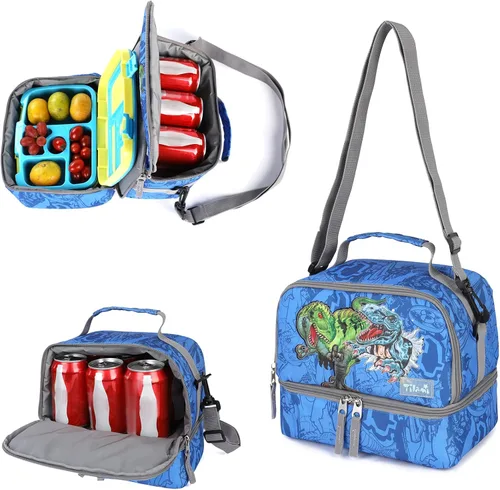 Vista 5 de Tilami Mochila rodante de 18 pulgadas con doble asa con bolsa de almuerzo con ruedas para niños