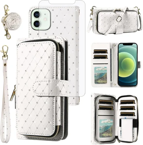 Vista 123 de Funda para teléfono iPhone 6 6S con cremallera y protector de pantalla con protector de pantalla, correa de cordón cruzado, ranura para iPhone 6 Six