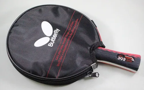 Vista 9 de Butterfly B303FL Shakehand Table Tennis Racket - China Series - Racket and Case Set with A Combination Smooth & Pips-Out Rubber - Recommended for