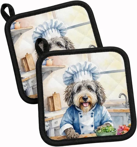 Vista 171 de Caroline's Treasures Coton de Tulear El Chef Par de Agarraderas de Ollas de Cocina Resistentes al Calor Juegos de Agarraderas de Ollas Almohadillas