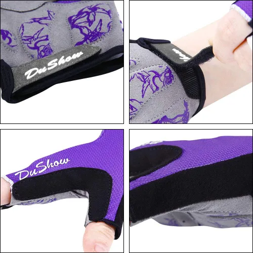 Vista 5 de DuShow Guantes de ciclismo para mujer, guantes de ciclismo acolchados de gel de medio dedo para mujer, ciclismo de montaña, carretera, ciclismo