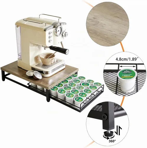 Vista 6 de IBUYKE Soporte de madera para cápsulas de café para K-Cup, capacidad de 35 Greige