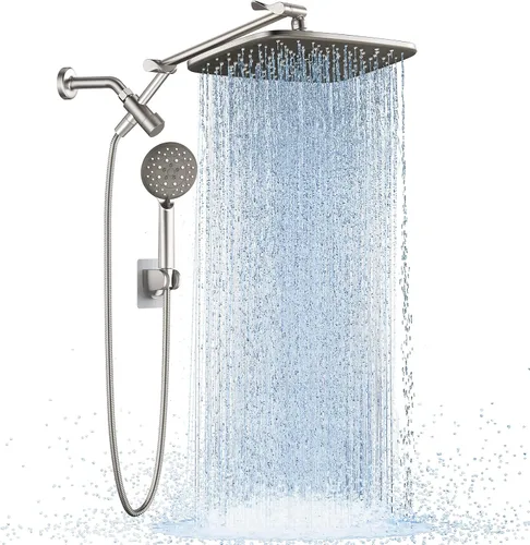 Vista 9 de Veken Cabezal de ducha de lluvia de 11.8 pulgadas con ducha de mano, cabezales de ducha de mano de alta presión con múltiples modos de rociado