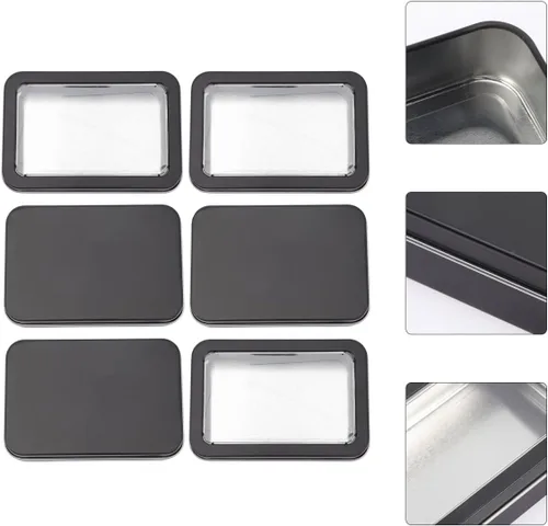 Vista 8 de Zerodeko Caja de almacenamiento de cartas de hojalata, paquete de 6 unidades, 4.37 x 2.87 x 0.98 pulgadas, organizador de cartas de metal