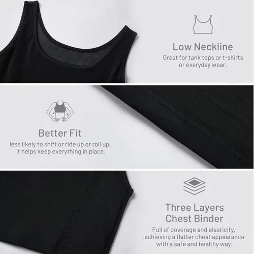 Vista 5 de Jumwa Chest Binder Trans Binder for Transgender FTM Cosplay Compression Bra