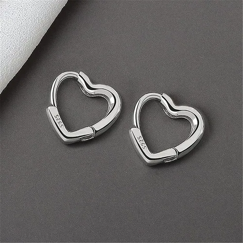 Vista 2 de FAYDOVE 925 Sterling Silver Heart Hoop Earrings for Women Teen Girls Sweet Love Heart Earrings Drop,Platinum Durable Processed