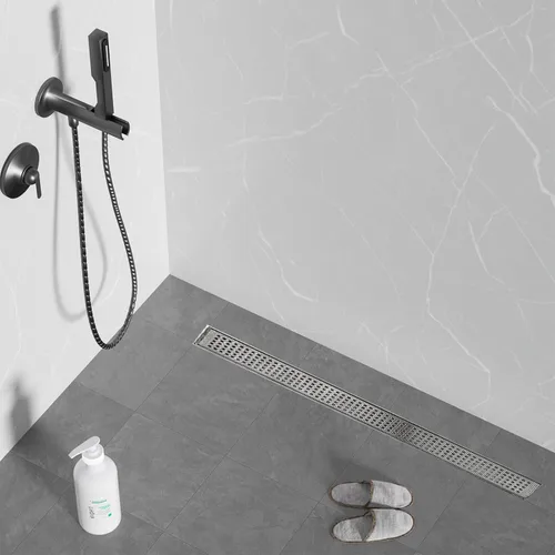Vista 8 de Qeke Atrapa cabello desechable: calcomanías de malla para drenaje de ducha lineal, tapón de pelo de 32.8 pies con herramienta de extracción, 2.75