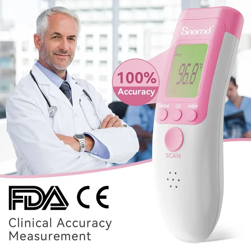 Vista 7 de Termómetro digital infrarrojo sin contacto para la frente para adultos, niños y bebés, termómetro médico de grado 3 en 1 con indicador de fiebre