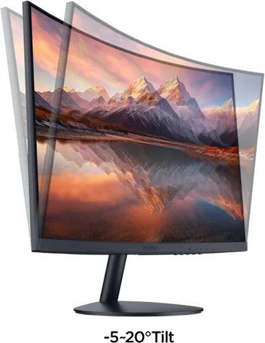 Vista 8 de KOORUI - Monitor curvo de 24 pulgadas para juegos, R1500, Full HD, 1080P, monitor de 75 Hz, HDMI, VGA, ajuste de inclinación, monitor LCD