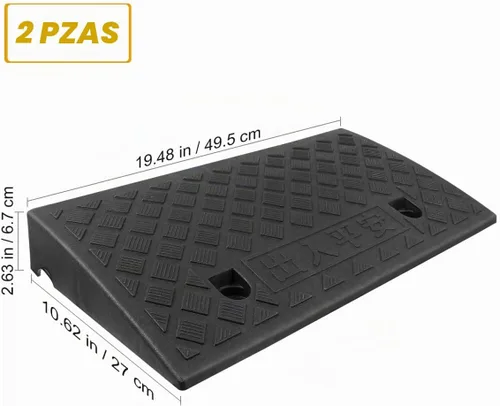 Vista 2 de DOITOOL 2 rampas para bordillos de entrada, altura de elevación de 2.6 pulgadas, rampas para sillas de ruedas resistentes para el hogar, rampas