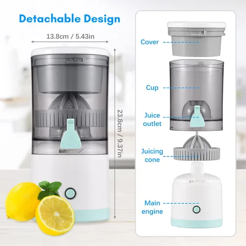 Vista 7 de Exprimidor eléctrico de cítricos, exprimidor de naranja, portátil, sin BPA