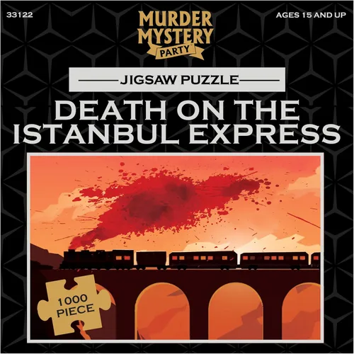 Vista 8 de Murder Mystery Party Rompecabezas misterioso clásico, Muerte en el Expreso de Estambul, rompecabezas de 1000 piezas, naranja