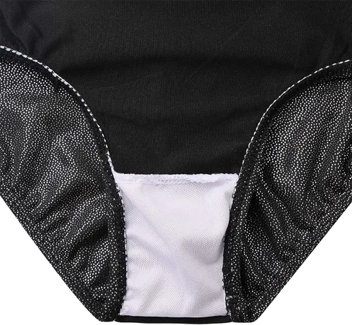 Vista 8 de XFGIRLS Leotardos de gimnasia para niñas con purpurina y pantalones cortos a juego Negro