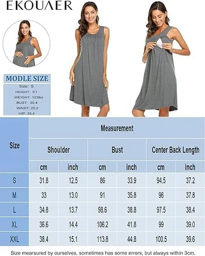 Vista 6 de Ekouaer - Camisón de maternidad para mujer (tallas S-XXL)