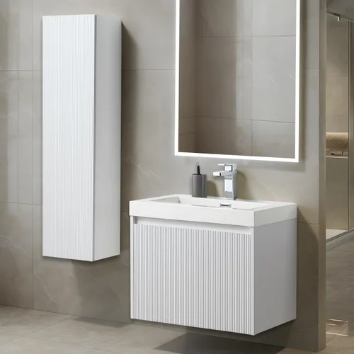 Vista 42 de Blossom Lavabo de baño de 20 pulgadas con tocador, todo en madera montado en la pared, gabinete flotante de baño con tocador con fregadero
