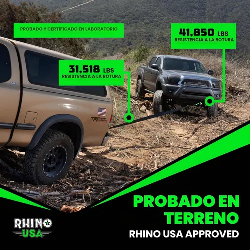 Vista 7 de Dos correas de recuperación resistentes de Rhino USA, Negro