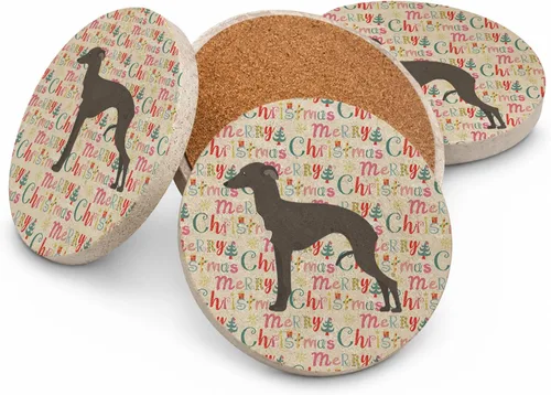 Vista 47 de Abyssinian Sand Terrier Merry Christmas - Posavasos grandes de piedra arenisca (4 unidades)