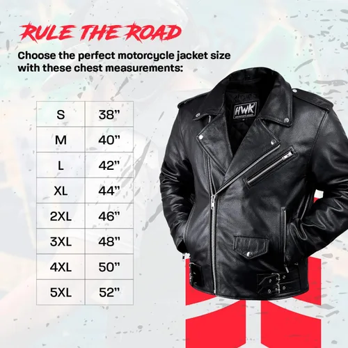 Vista 7 de HWK Brando - Chaqueta de cuero para motocicleta para hombre, chaqueta de cuero negro genuino con armadura CE extraíble para montar en moto