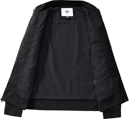 Vista 3 de WenVen Chaqueta militar de algodón de primavera para hombre, abrigo de campo de lona ligera casual