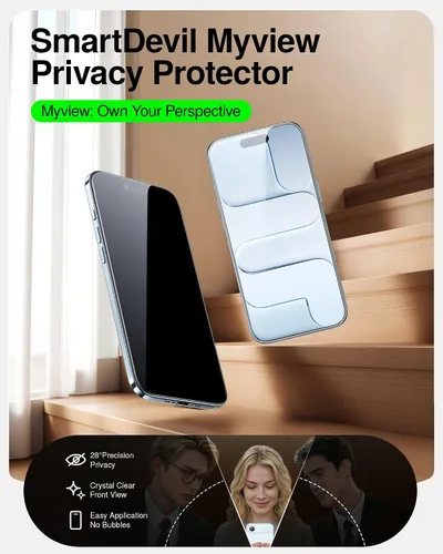 Vista 2 de SMARTDEVIL Paquete de 2 protectores de pantalla de vidrio templado para iPhone Air, protección antirroturas de grado militar, dureza 9H, película