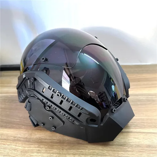 Vista 4 de NECHARI Casco gótico punk máscara futurista Techwear de ciencia ficción gótica máscara de Halloween Cosplay Halloween fiesta música accesorios
