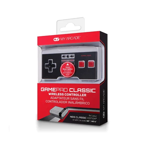 Vista 5 de My Arcade GamePad Classic - Wireless Game Controller - Compatible with Nintendo NES Classic Edition, Wii, Wii U - Adapter Included - 30 Feet Range