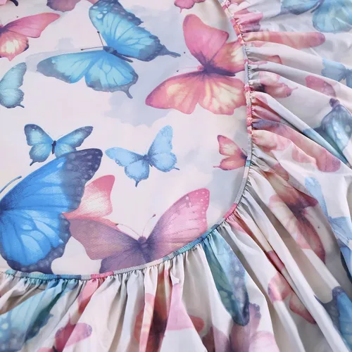 Vista 3 de SDIII Sábana bajera ajustable de mariposa colorida con 2 fundas de almohada, bolsillo profundo, microfibra suave, tamaño individual, para niños