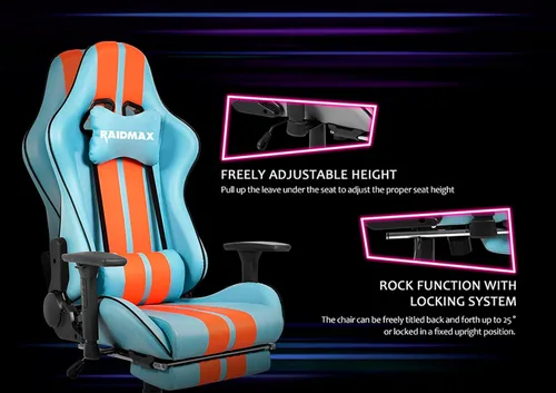 Vista 6 de Raidmax Superior DK905 - Sillas de juegos para computadora de auto de carreras, reposabrazos ajustable 3D, almohadas de cabeza y madera, base