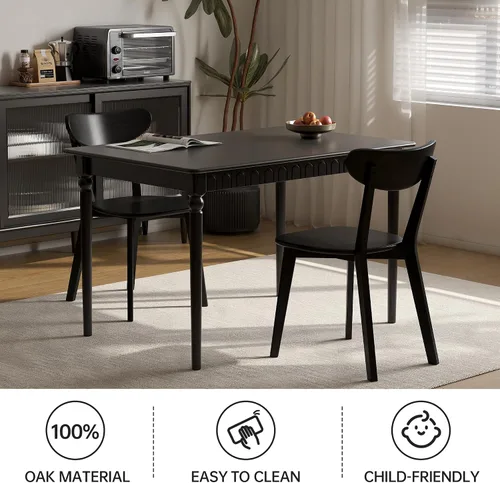 Vista 7 de Sillas de comedor 100% de madera maciza de roble - Sillas de cocina, silla de estudio de diseño moderno clásico para una vida elevada (Negro-1)